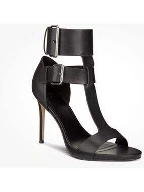 Aminah Zahara Woman’s Black Double Band High Heel Sandals 8.5 NEW